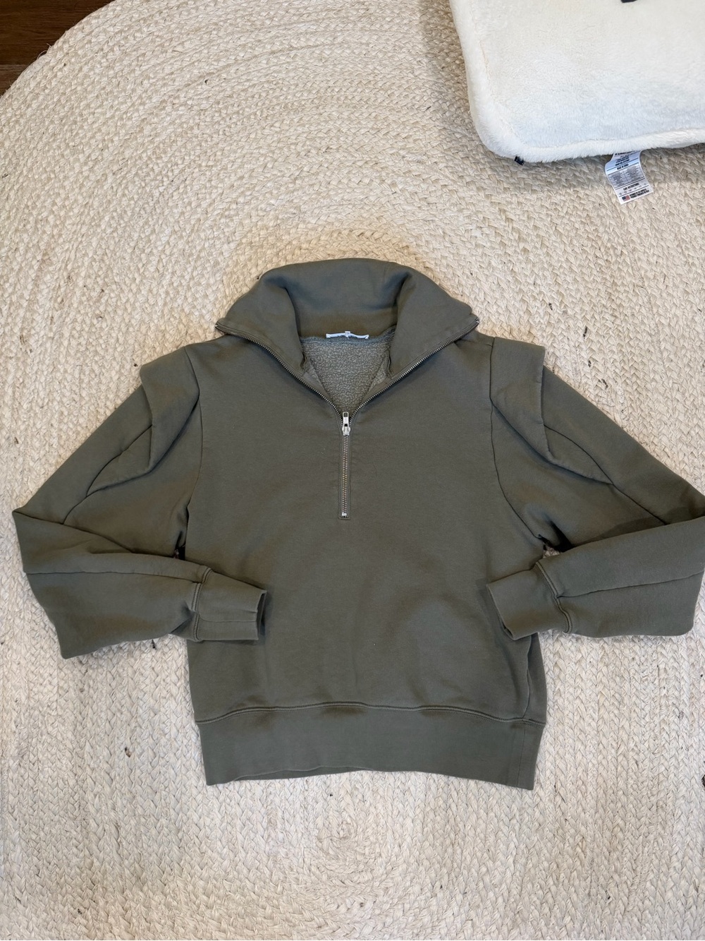 Frame Denim Olive Half-Zip Sweatshirt